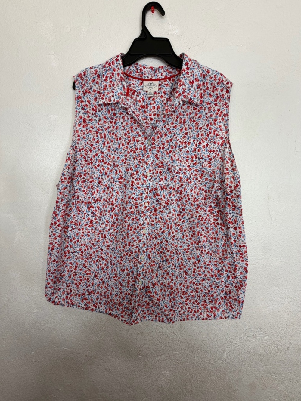 St. John’s Bay 3X Floral Sleeveless Button Down Blouse 100% Cotton Plus Size